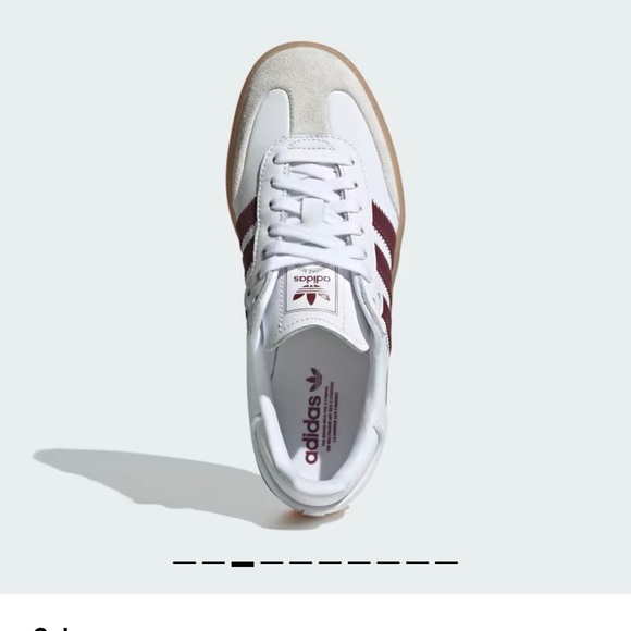Adidas Samba White and Burgundy Sneakers - Picture 2 of 6
